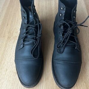 Mens Black Thursday Leather Captain Boots Size 10.5 Goodyear Welt